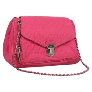 PRADA Chain Shoulder Bag Nylon Pink Silver Auth